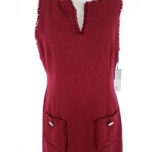 Karl lagerfeld burgundy tweed dress